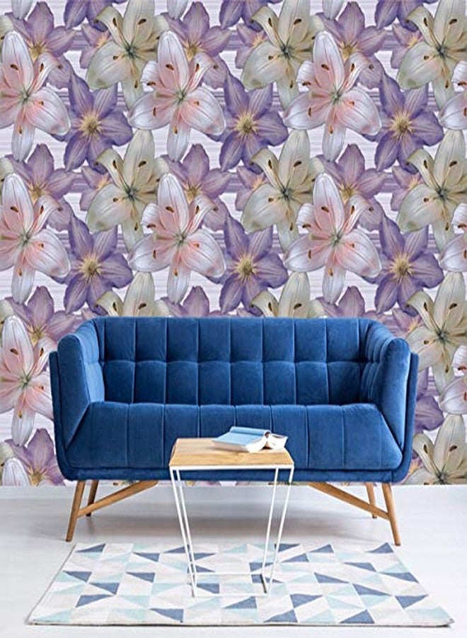 WallDaddy Wallpaper Self Adhesive Purple Flower Size (300x45) CM for Bedroom/Livingroom/Bathroom/Kitchen/Kidsroom/Office/Doors/Wall etc. - Image 4